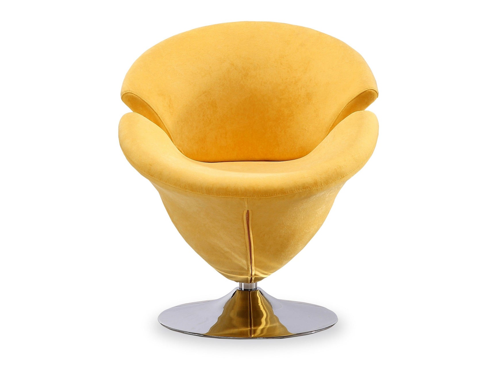 Tulip Swivel Accent Chair in Yellow and Polished Chrome - Ornate Home