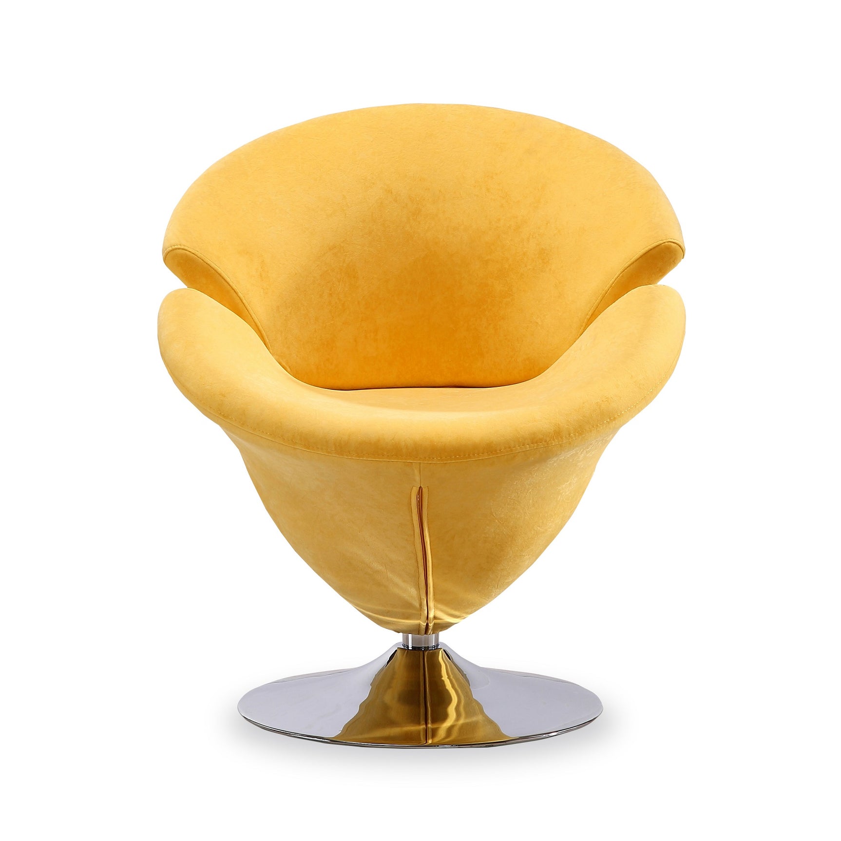 Tulip Swivel Accent Chair in Yellow and Polished Chrome (set of 2) - Ornate Home