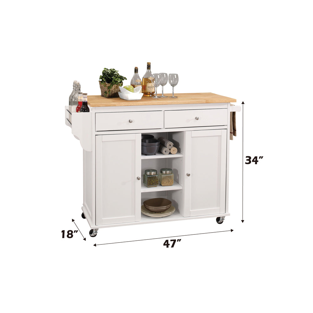 Tullarick Natural & White Kitchen Cart - Ornate Home