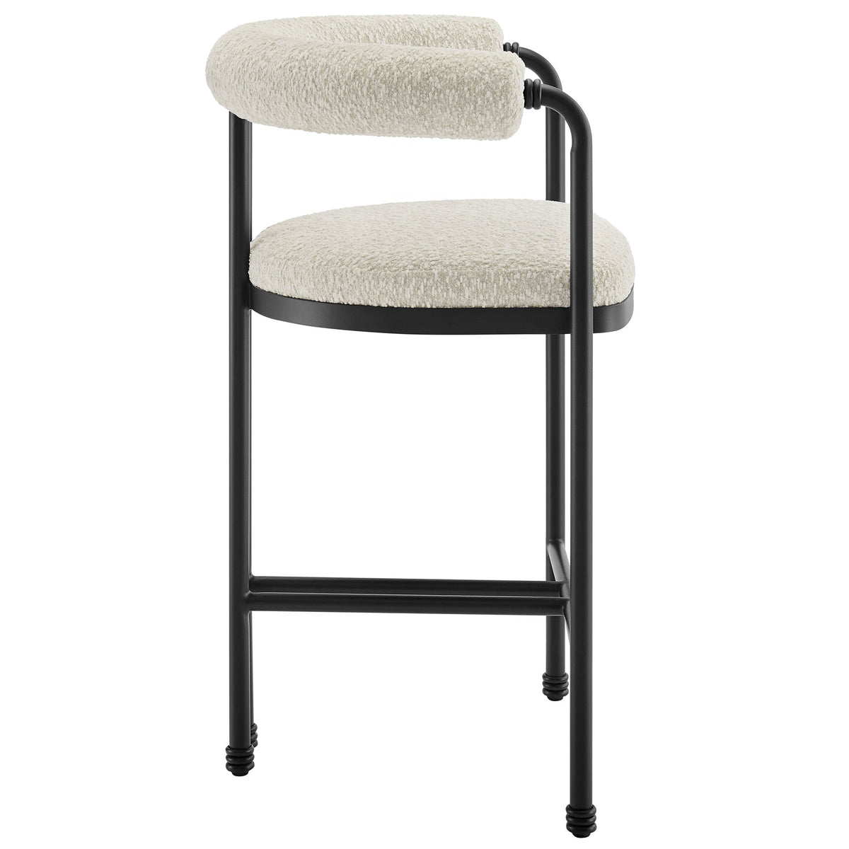 Turin Black/Pearl Curved Back Boucle and Metal Counter Stool - Ornate Home