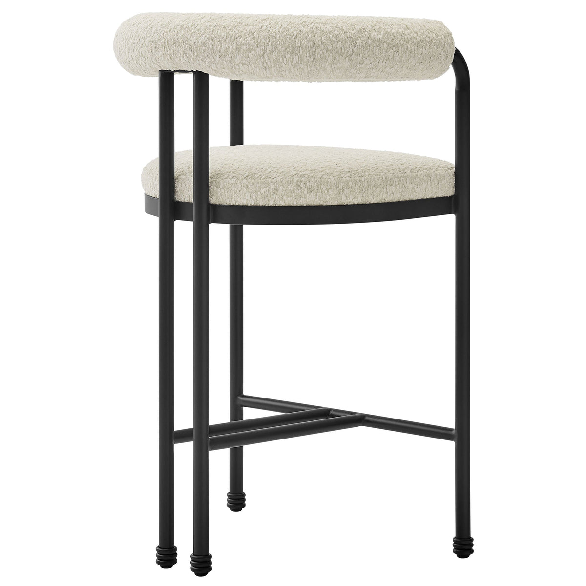 Turin Black/Pearl Curved Back Boucle and Metal Counter Stool - Ornate Home
