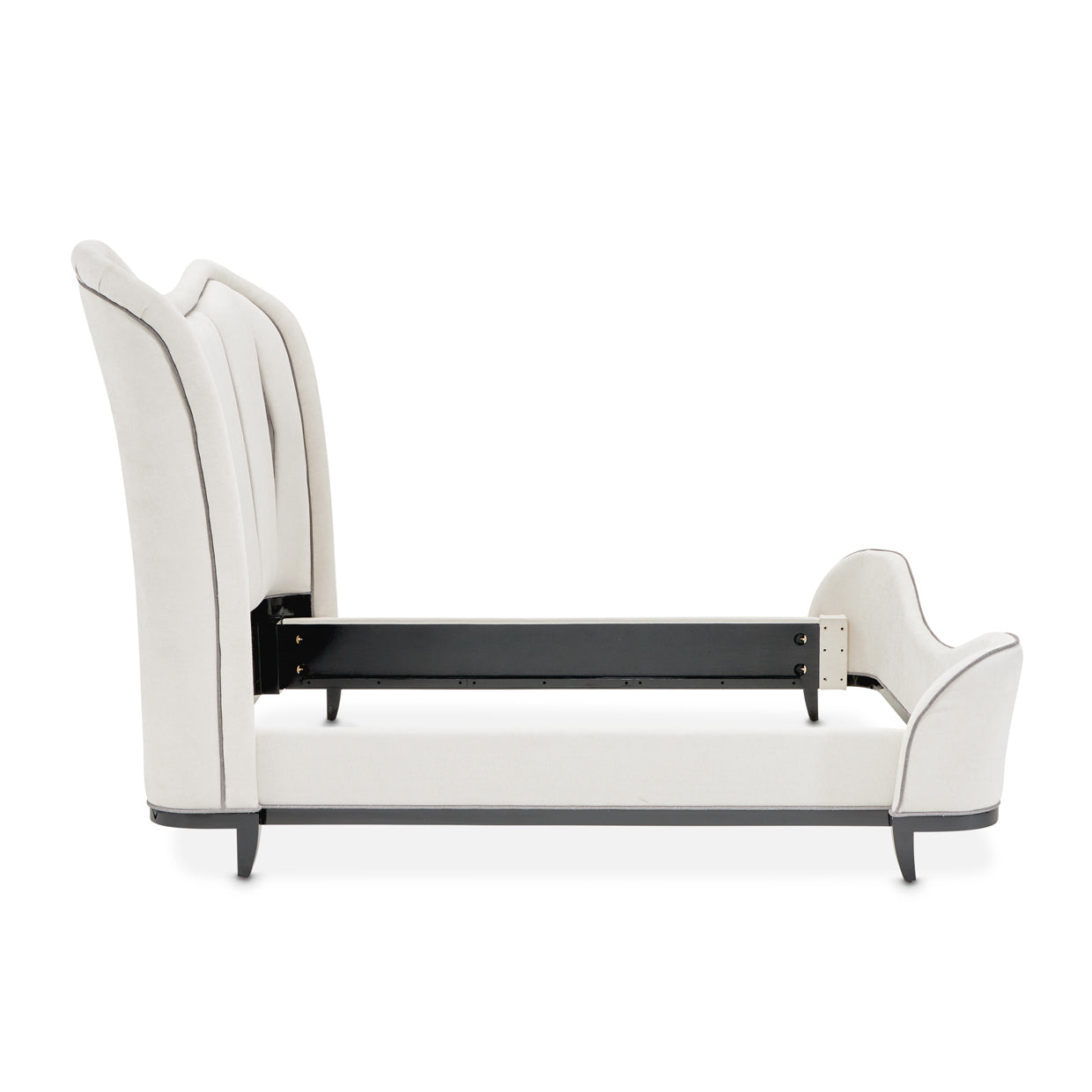Tuxedo Black/Salt Eastern King Upholstered Bed - Ornate Home