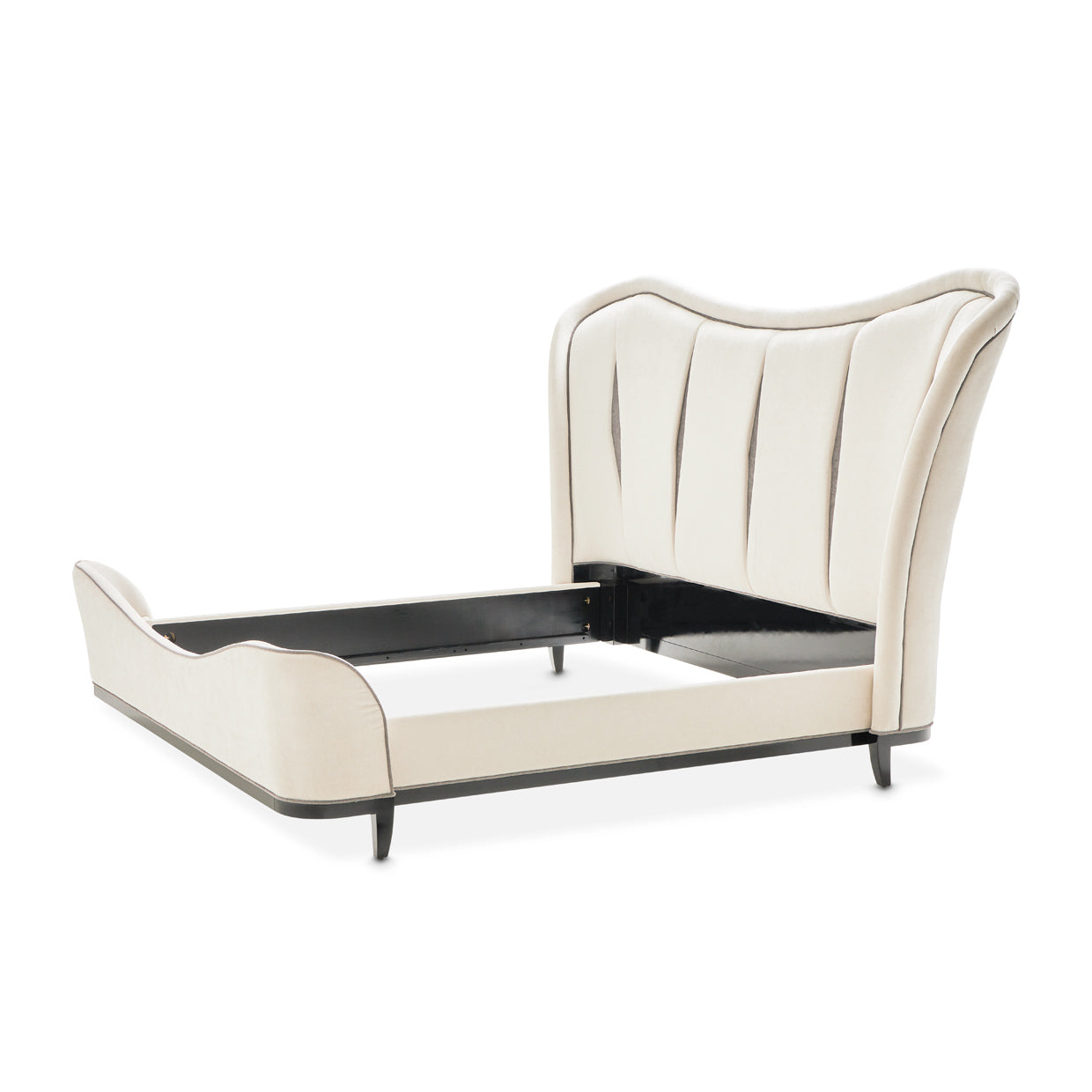 Tuxedo Black/Salt Eastern King Upholstered Bed - Ornate Home