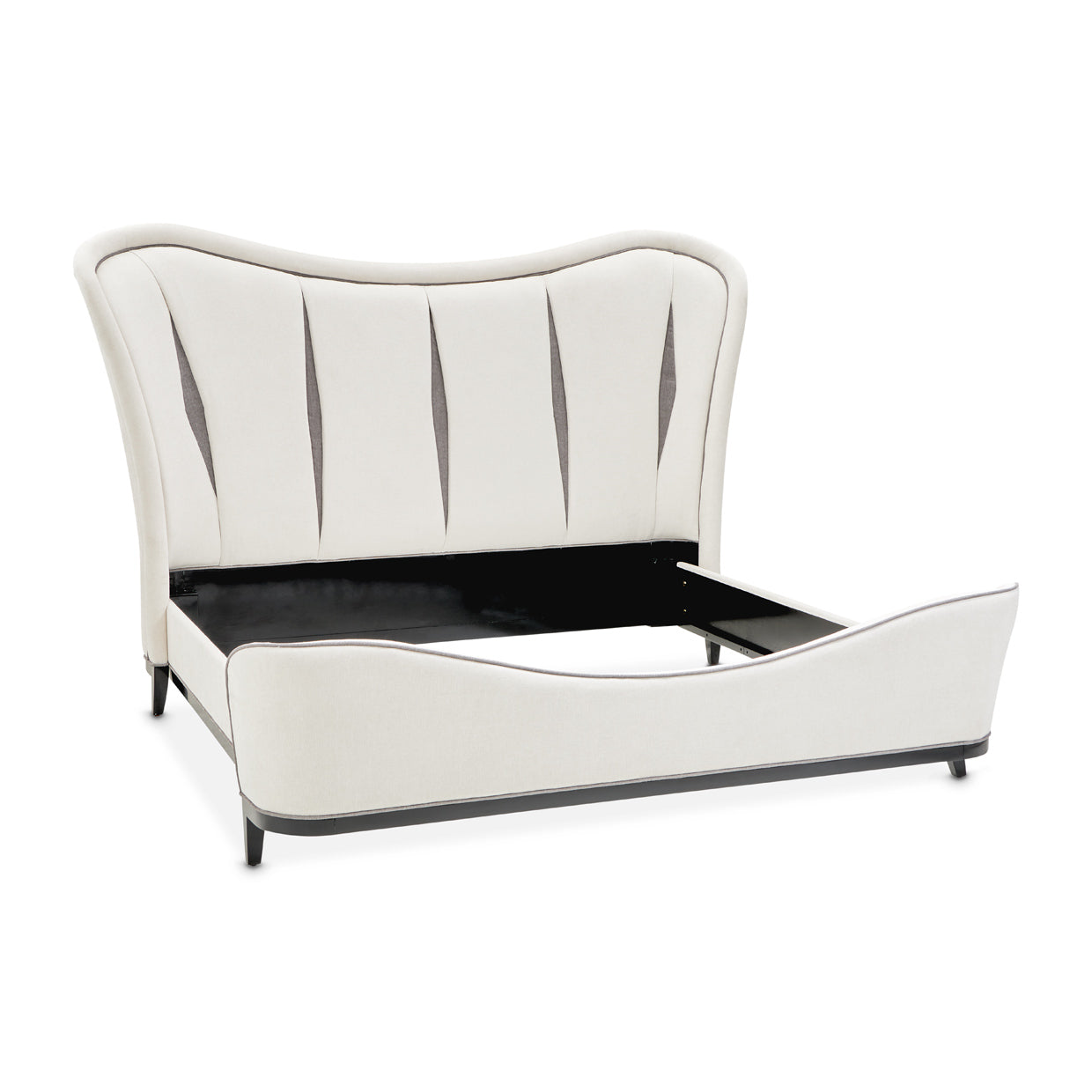 Tuxedo Black/Salt Eastern King Upholstered Bed - Ornate Home