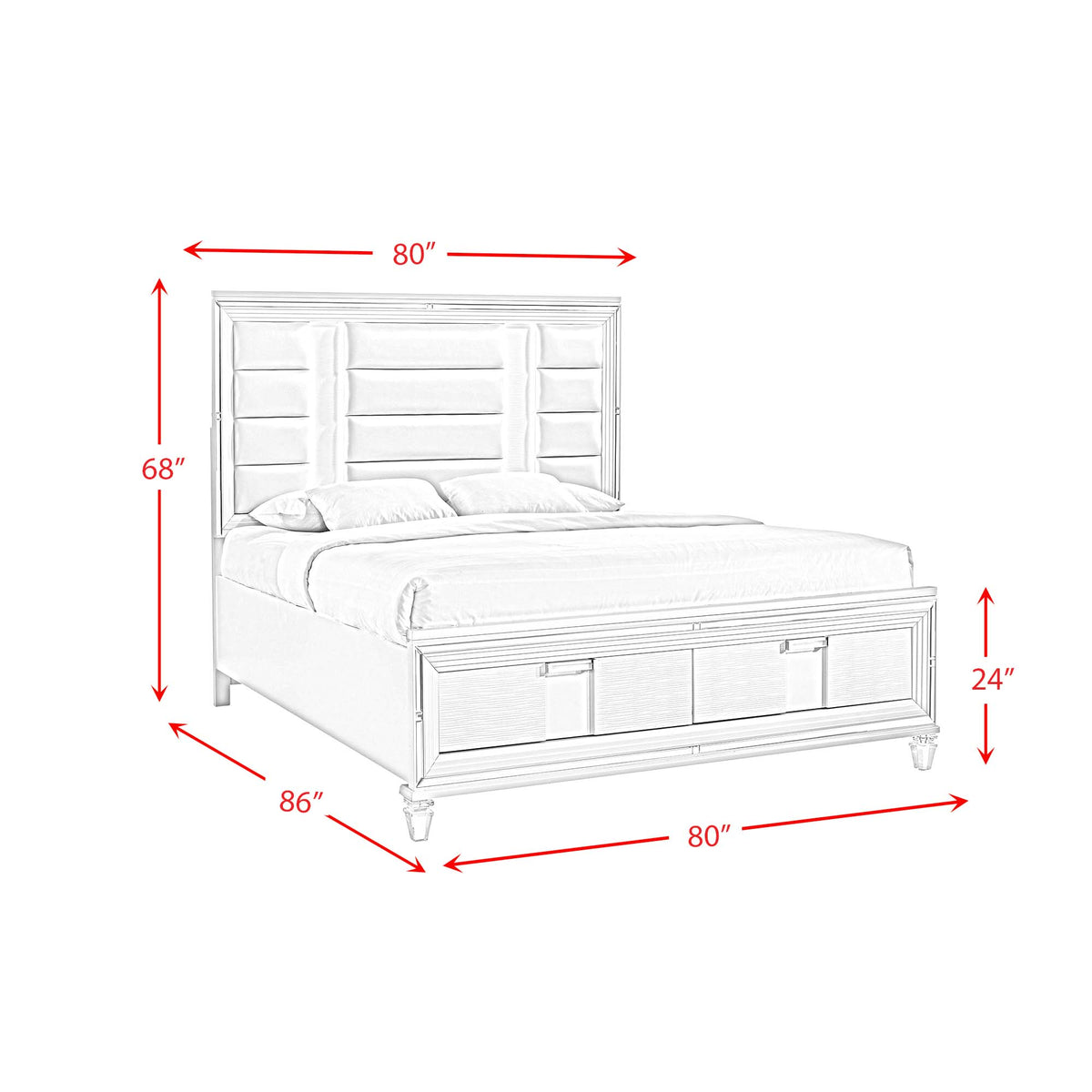 Twenty Nine White 3-Piece King Storage Bedroom Set - Ornate Home