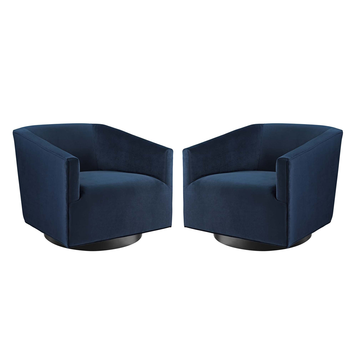 Twist Midnight Blue Performance Velvet Swivel Chair (Set of 2) - Ornate Home