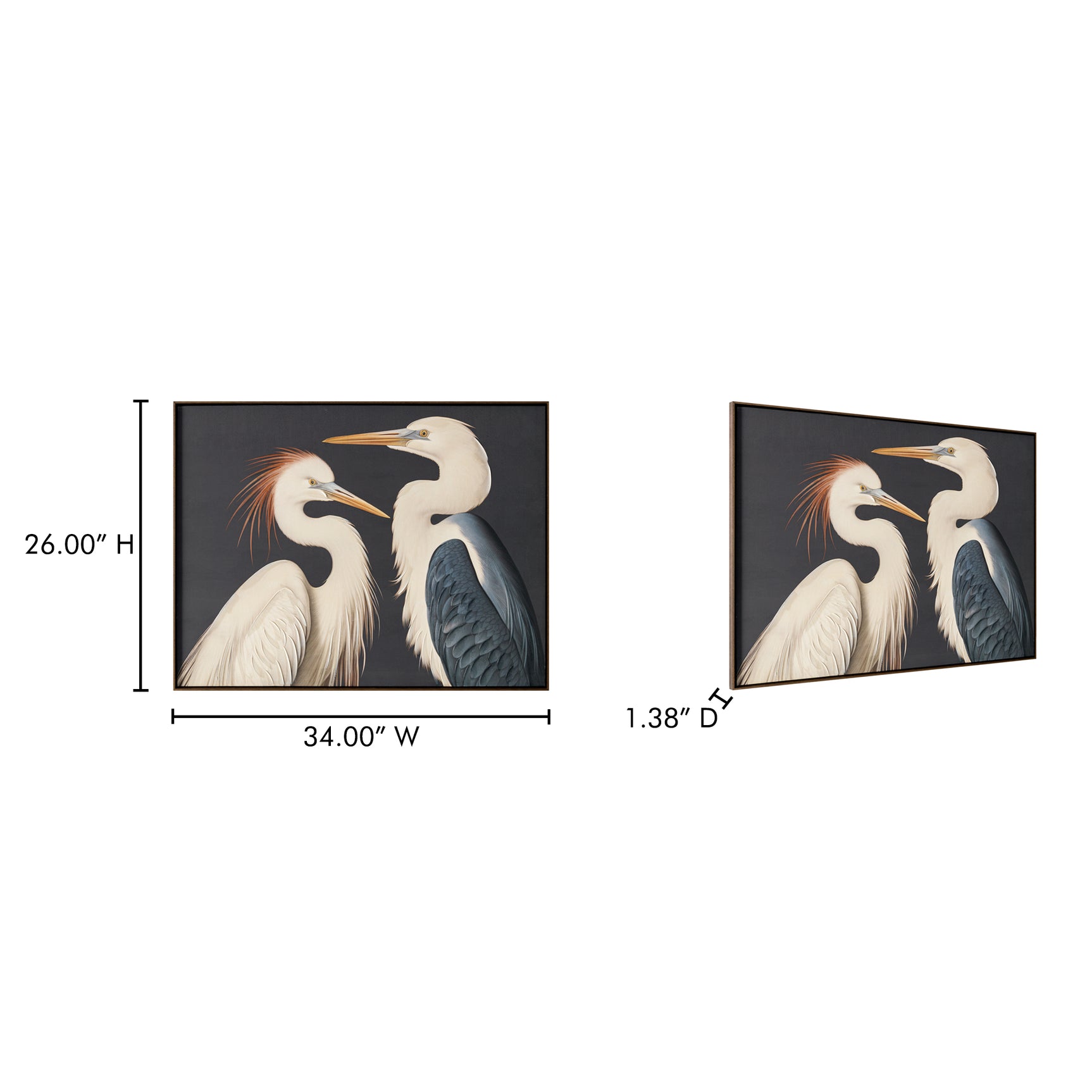 Two Multicolor Cranes Framed Painting - Ornate Home
