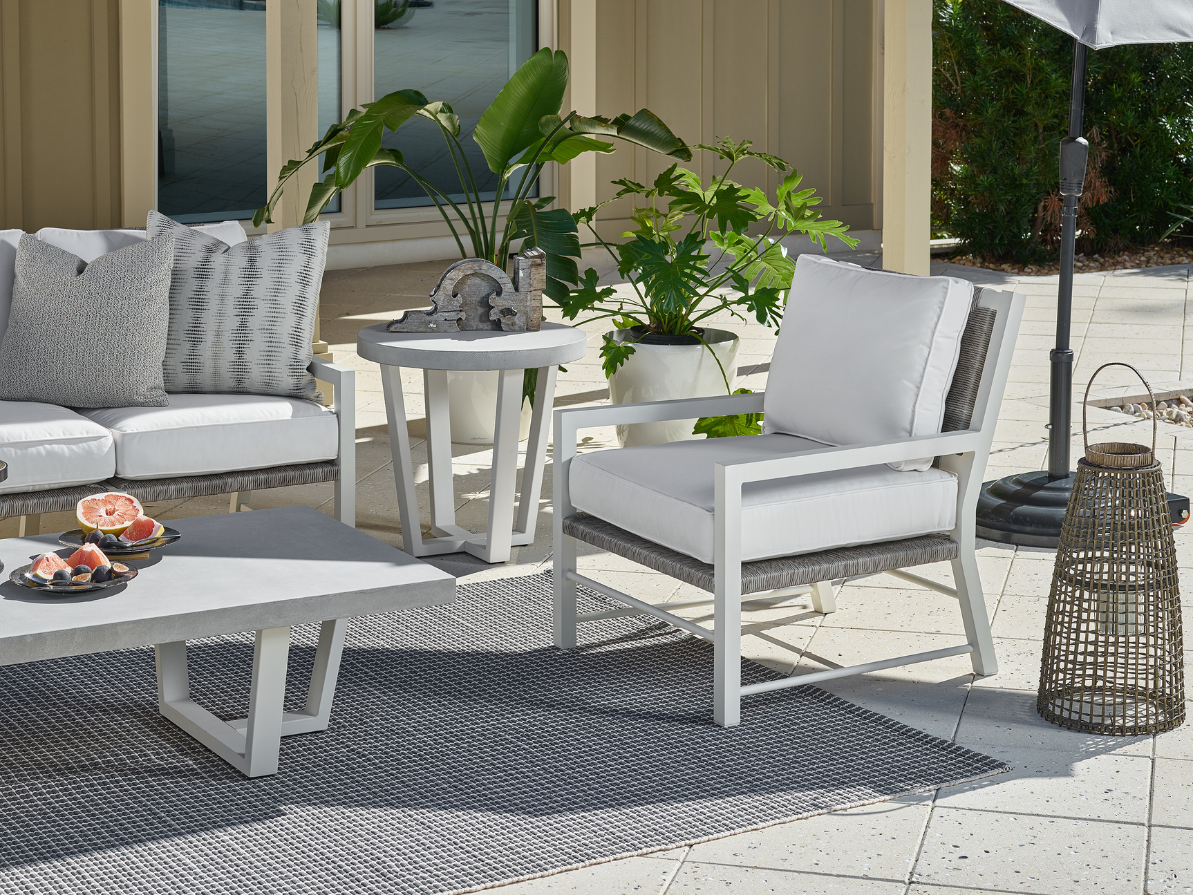 Tybee Chalk Aluminum/Greige Wicker Lounge Chair - Ornate Home