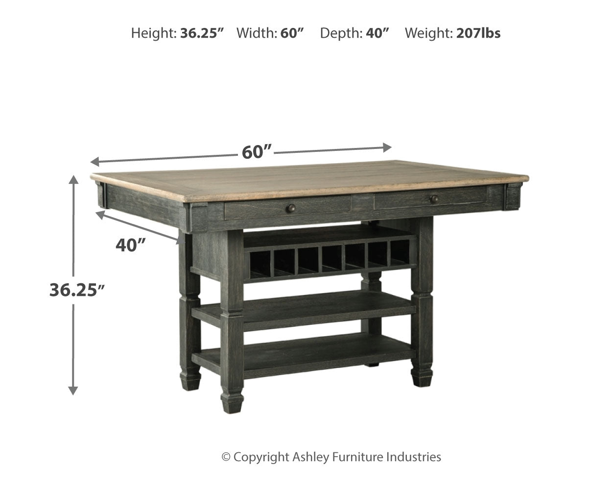 Tyler Creek Black/Gray Counter Height Dining Table - Ornate Home