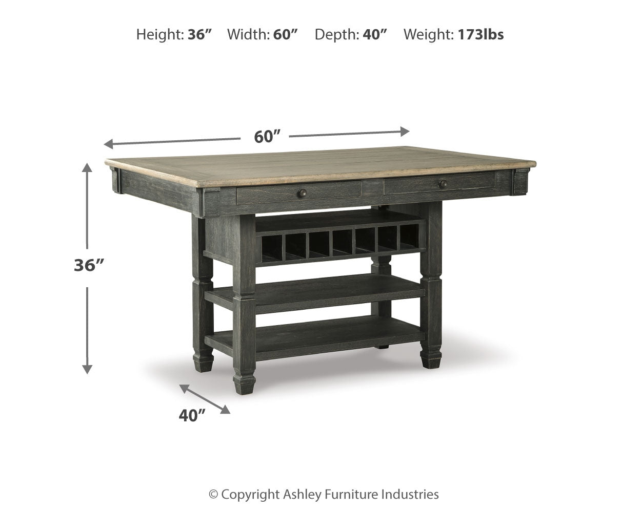 Tyler Creek Black/Gray Counter Height Dining Table and 2 Barstools (Online Special Price) - Ornate Home