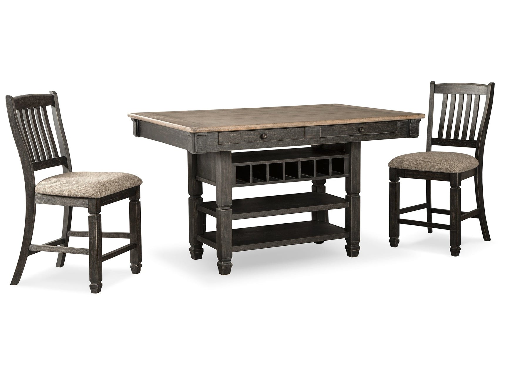 Tyler Creek Black/Gray Counter Height Dining Table and 2 Barstools - Ornate Home