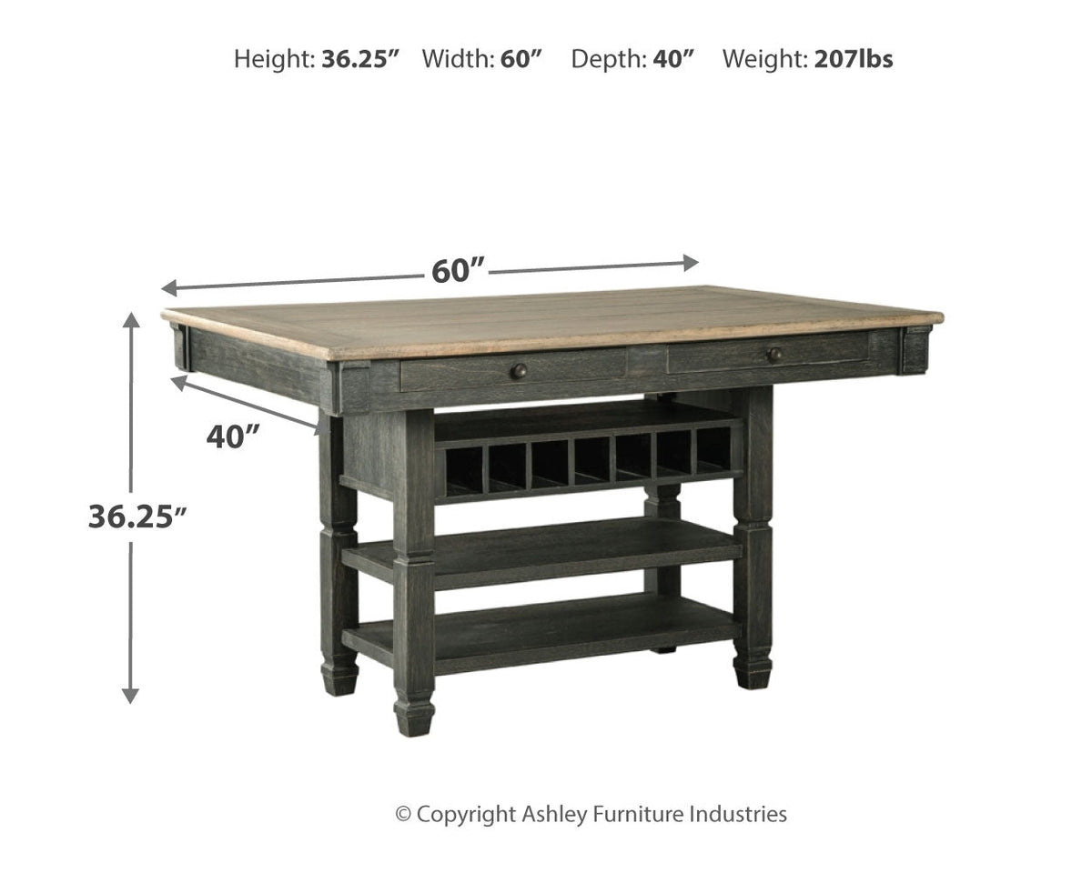 Tyler Creek Black/Grayish Brown Counter Height Dining Table and 6 Barstools with Server (Online Special Price) - Ornate Home