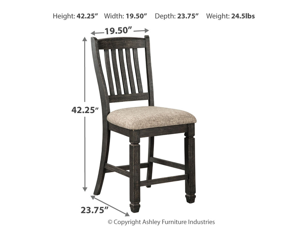 Tyler Creek Black/Grayish Brown Counter Height Dining Table and 6 Barstools with Server - Ornate Home
