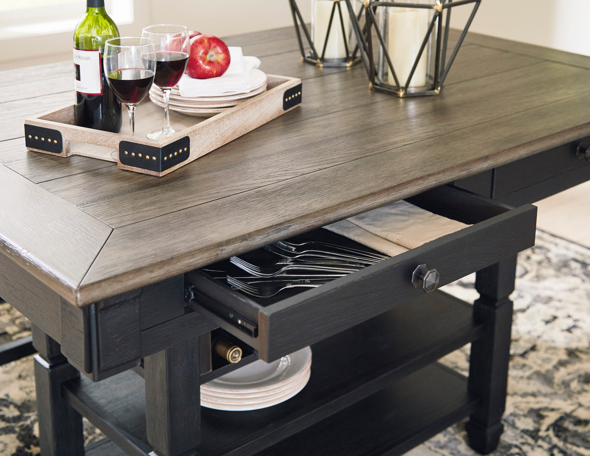 Tyler Creek Black/Grayish Brown Counter Height Dining Table and 4 Barstools with Server - Ornate Home