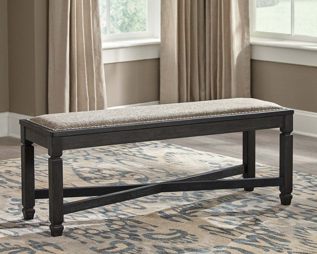 Tyler Creek Black/Grayish Brown Dining Table and 4 Chairs with Bench (Online Special Price) - Ornate Home