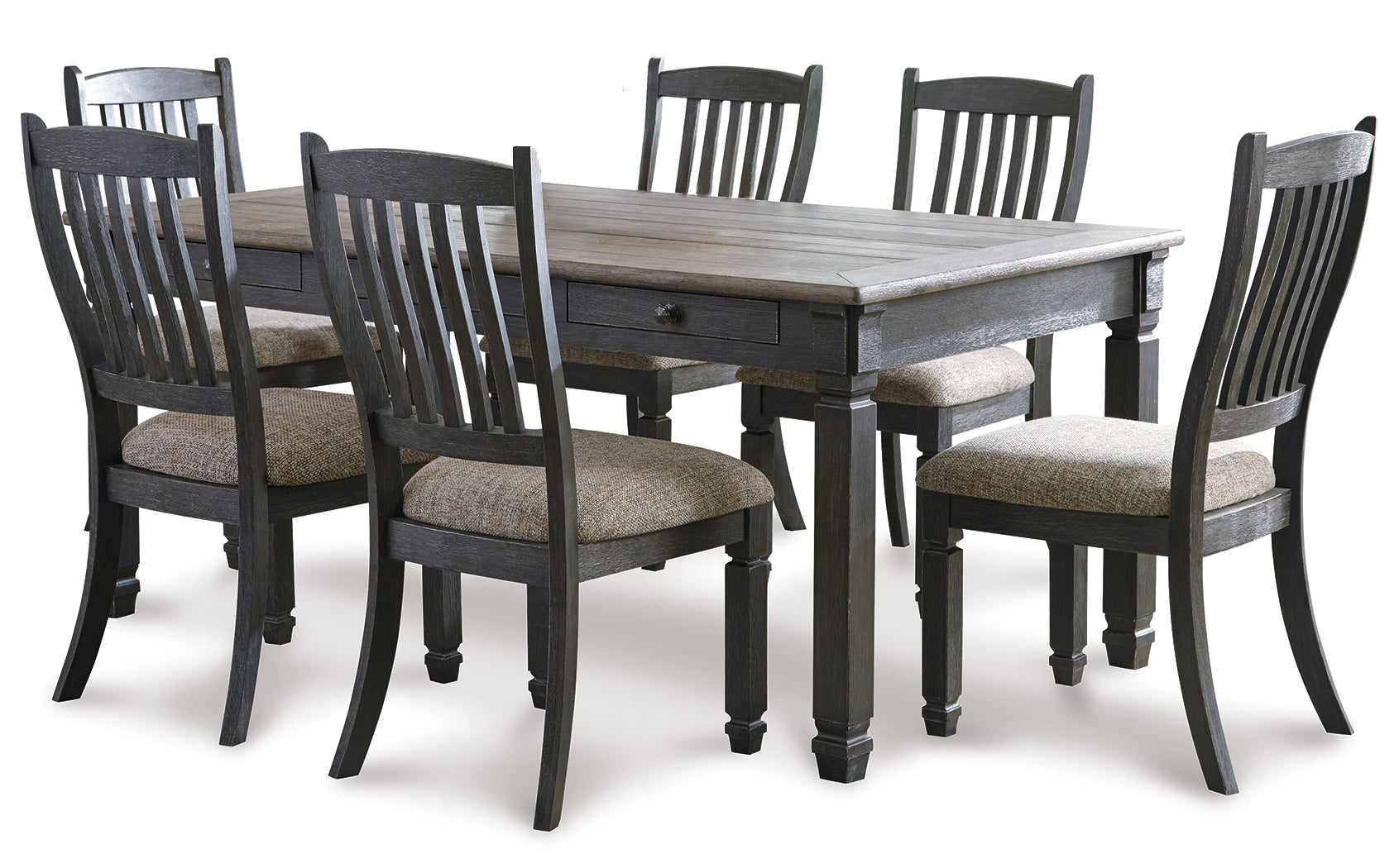 Tyler Creek Black/Grayish Brown Dining Table and 6 Chairs - Ornate Home