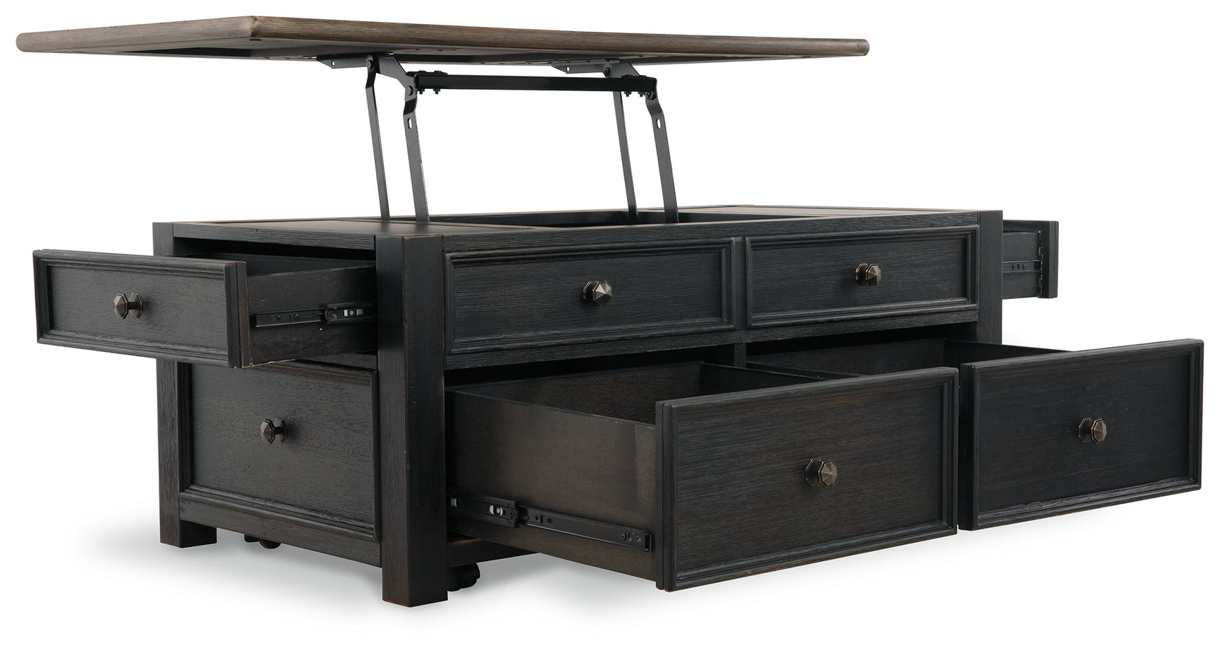 Tyler Creek Grayish Brown/Black Coffee Table and 2 End Tables with Console (Online Special Price) - Ornate Home