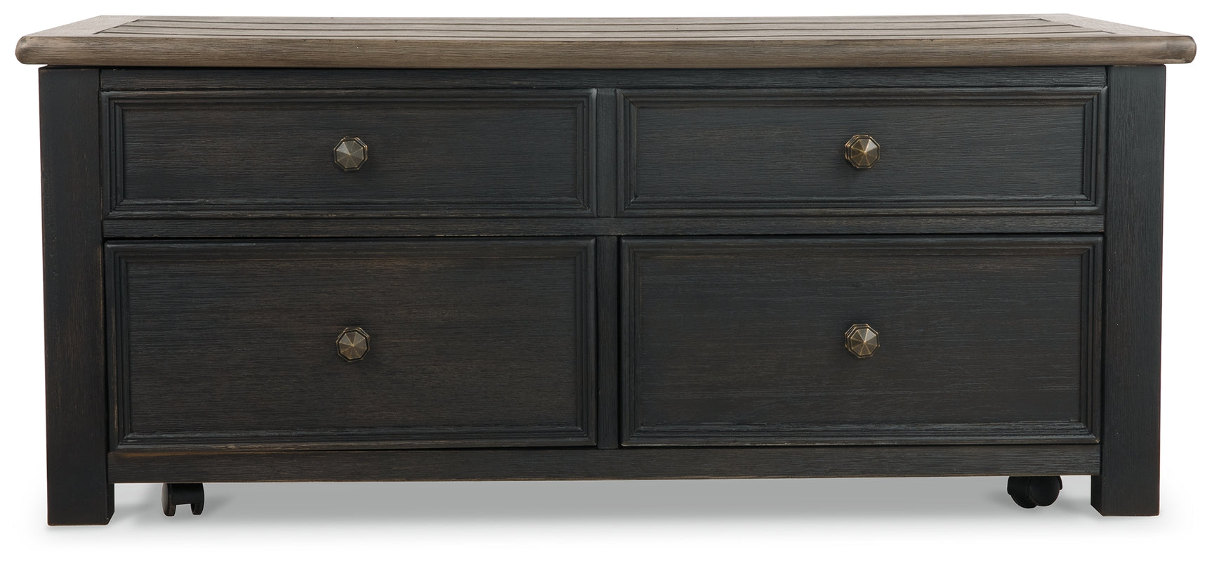 Tyler Creek Grayish Brown/Black Coffee Table and 2 End Tables with Console - Ornate Home