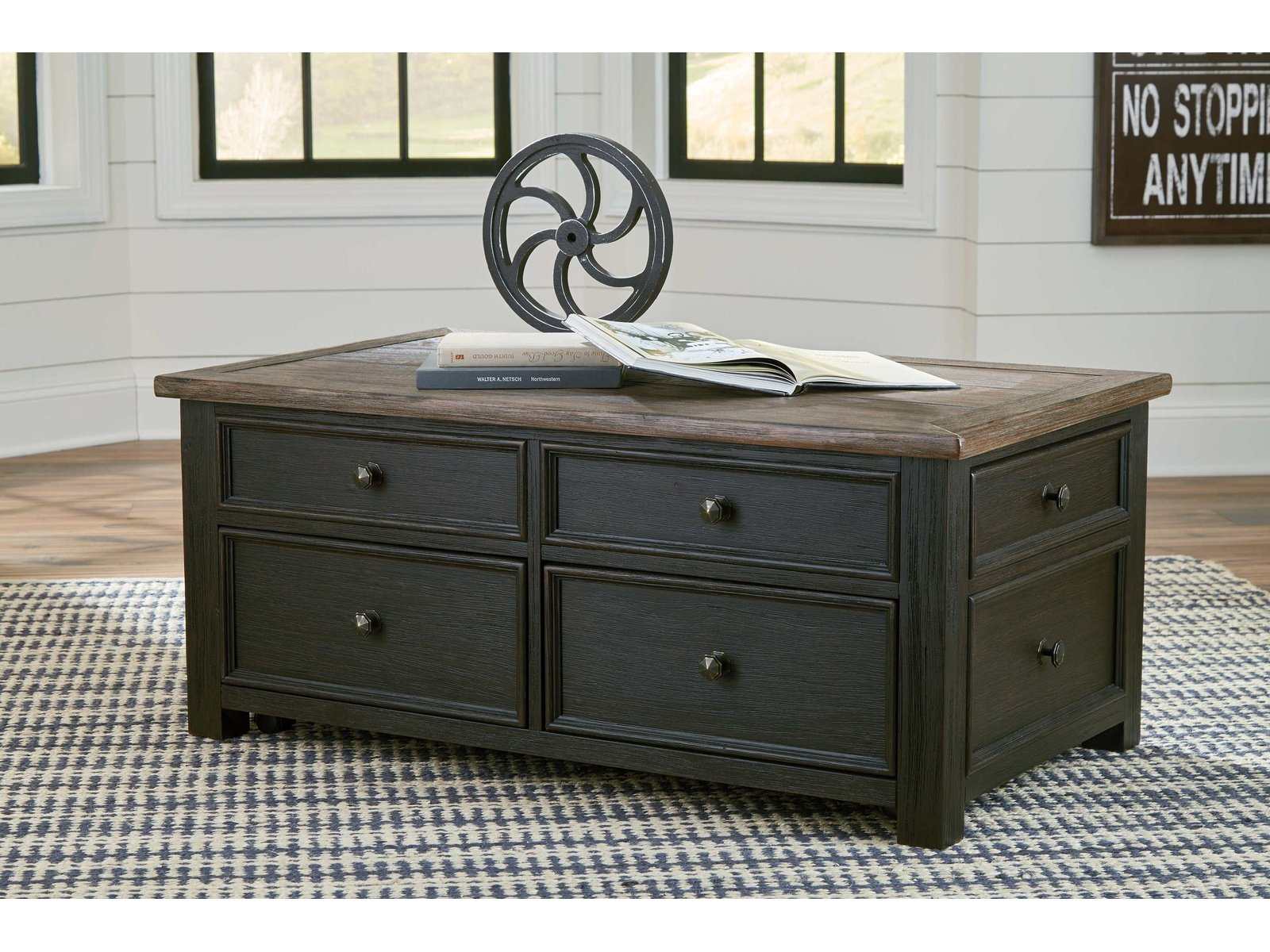 Tyler Creek Grayish Brown/Black Lift Top Coffee Table (Online Special Price) - Ornate Home