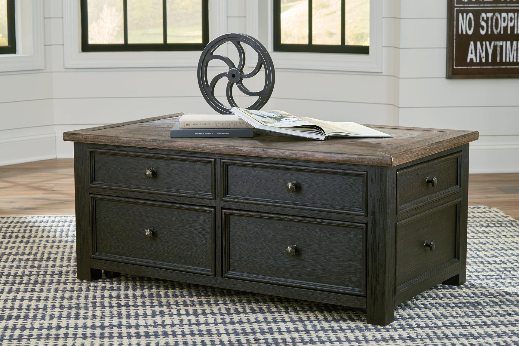 Tyler Creek Grayish Brown/Black Lift Top Coffee Table (Online Special Price) - Ornate Home