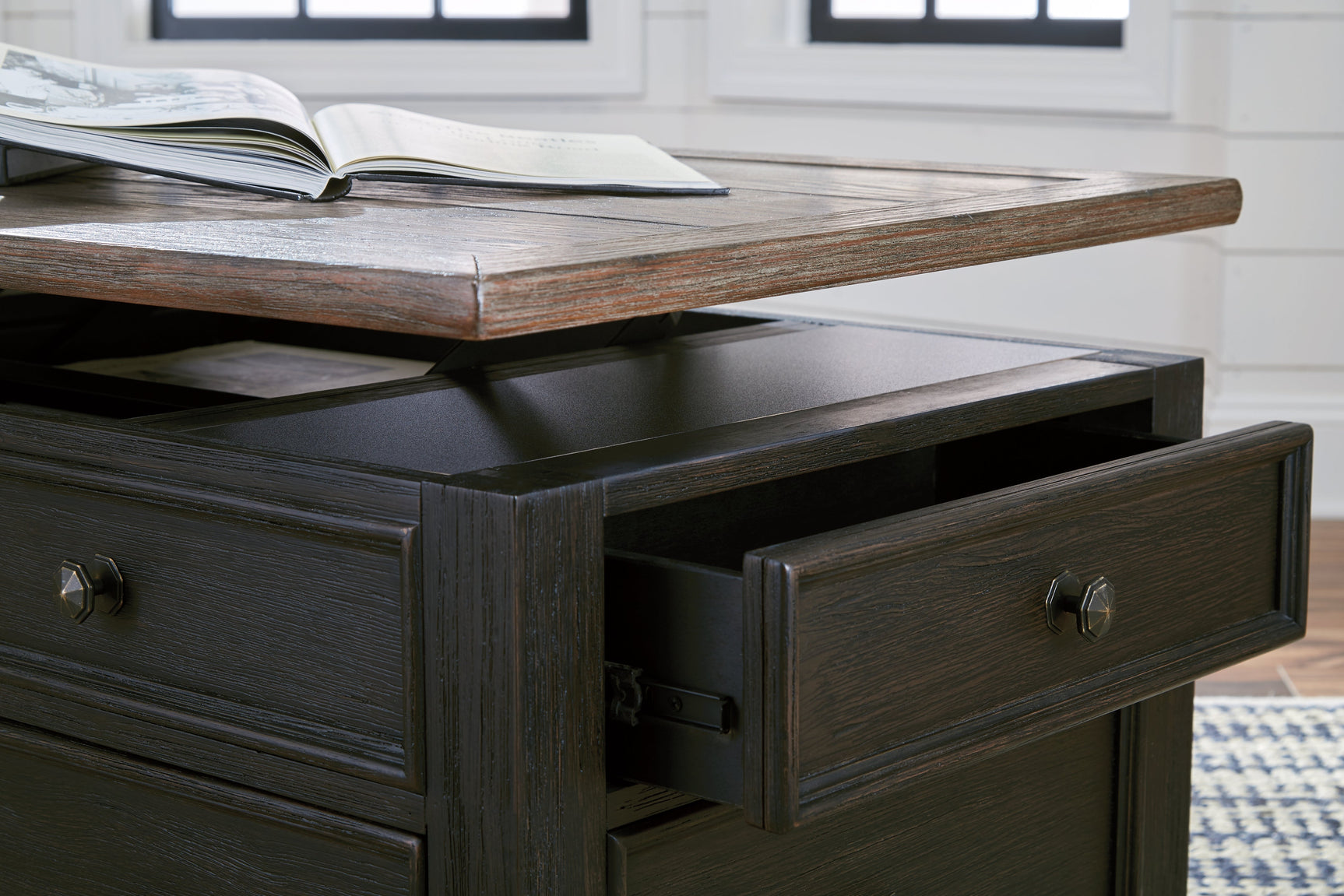 Tyler Creek Grayish Brown/Black Lift Top Coffee Table (Online Special Price) - Ornate Home
