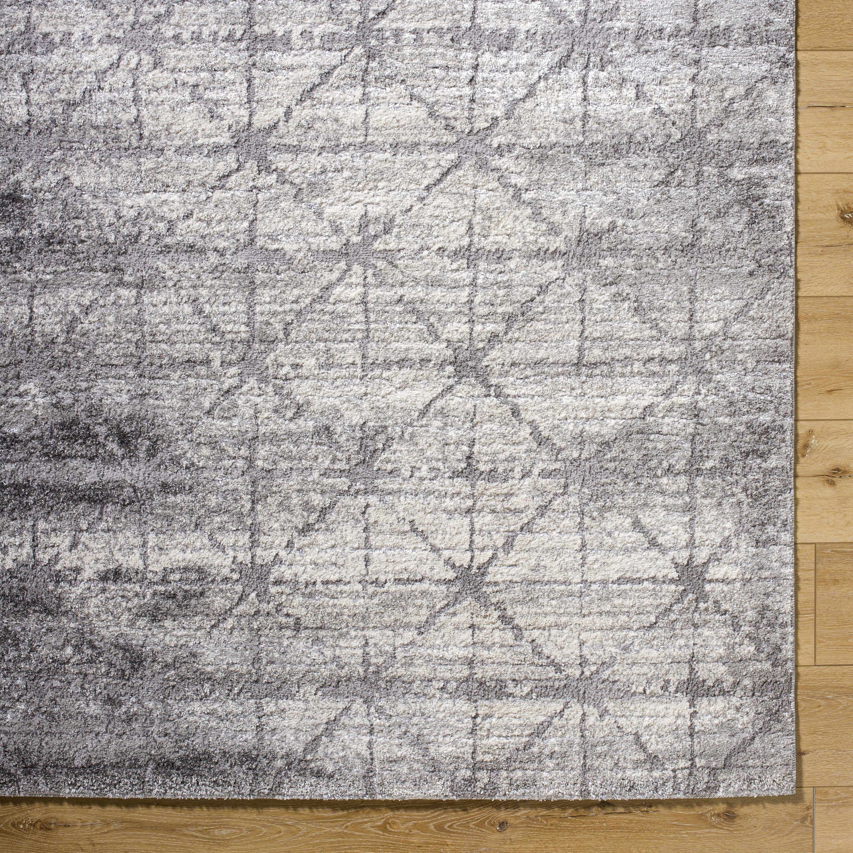 Tyree Distressed Gray Trellis Area Rug - Ornate Home