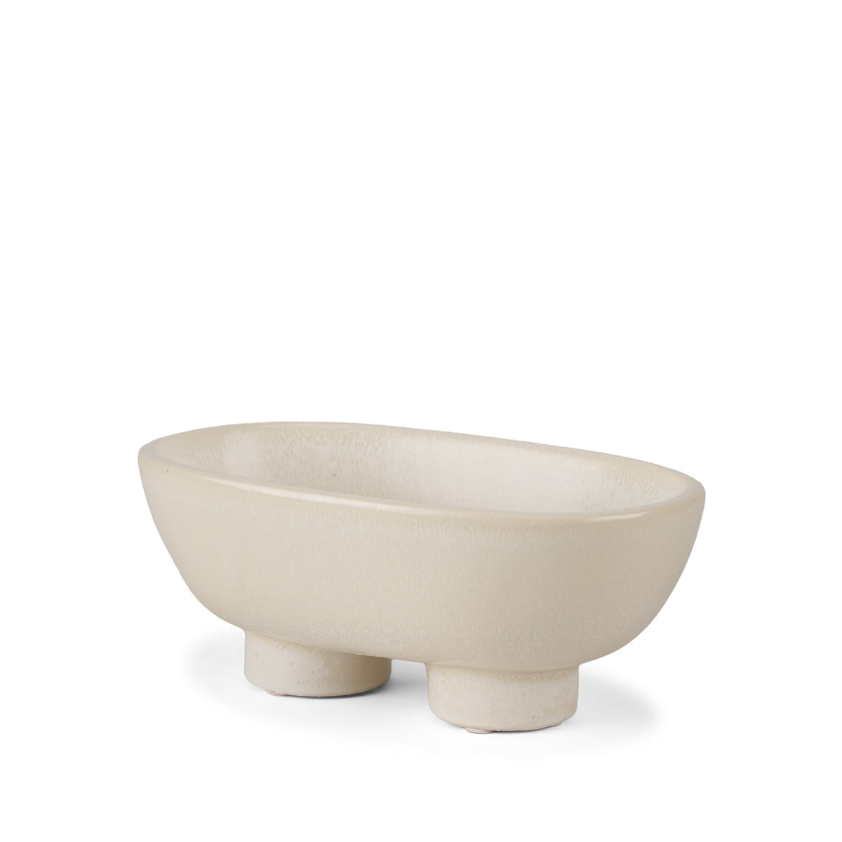 Tyren Cream Glazed Decorative Oblong Ceramic Bowl - Ornate Home