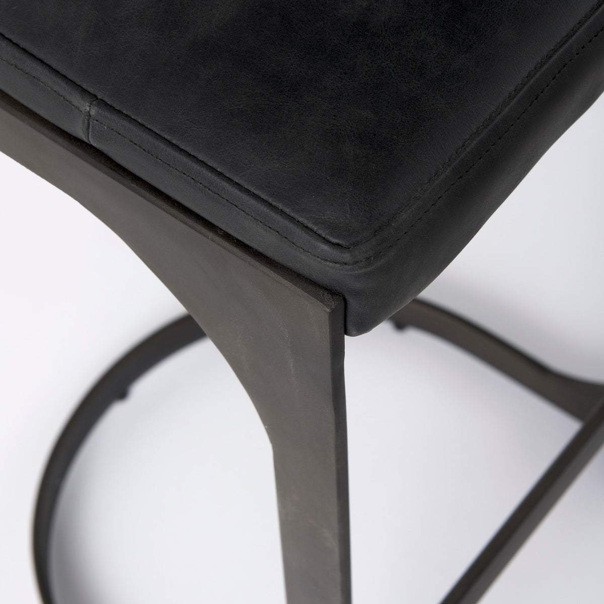 Tyson Black Leather with Metal Frame Bar Stool - Ornate Home