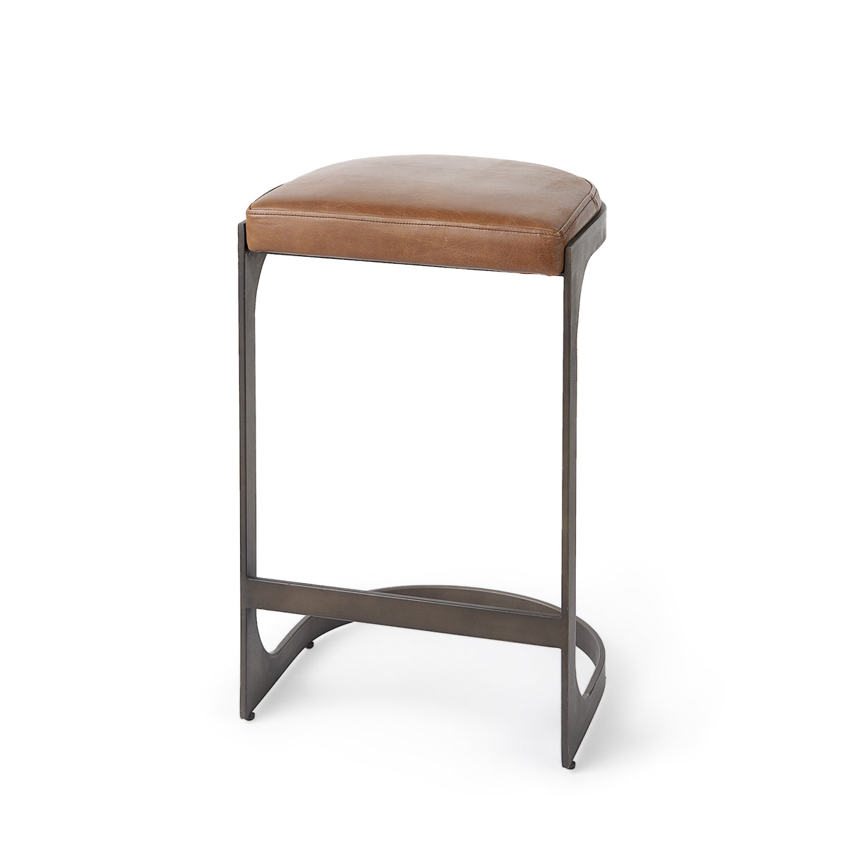Tyson Brown Leather with Metal Frame Counter Stool - Ornate Home