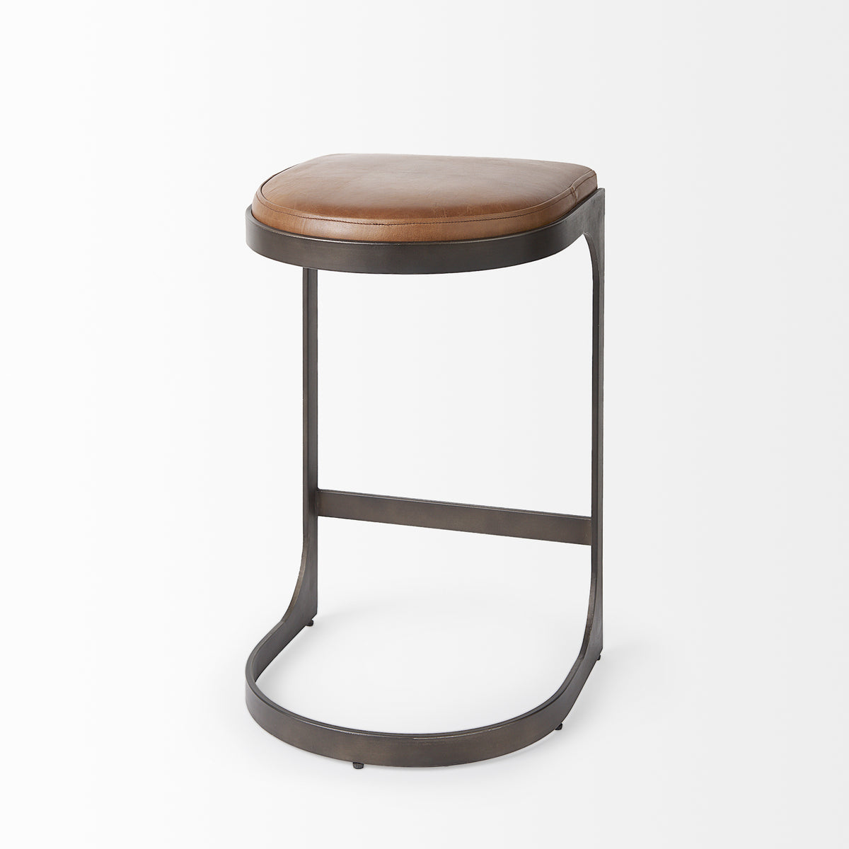 Tyson Brown Leather with Metal Frame Counter Stool - Ornate Home