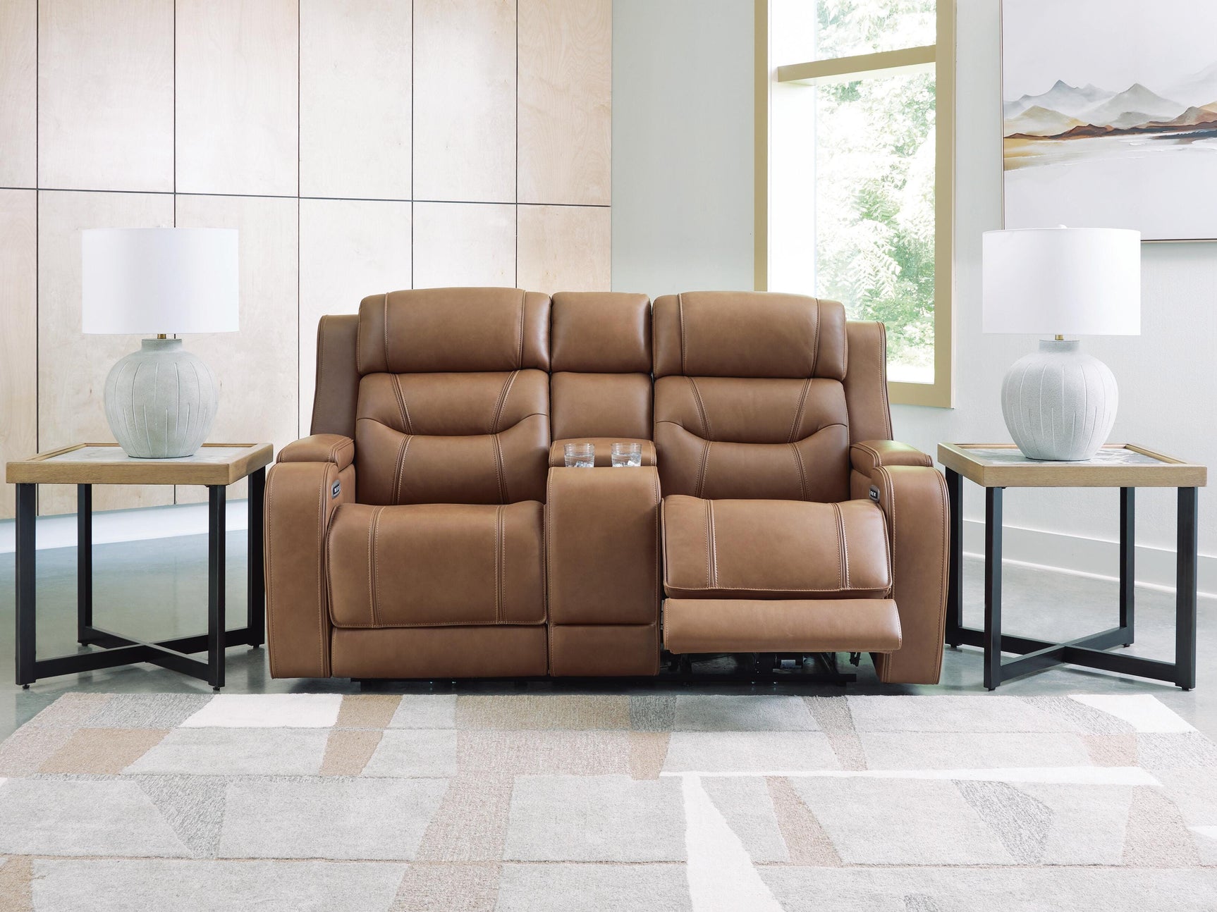 Dreamer Caramel Power Reclining Loveseat with Audio Seating (Online Special Price)