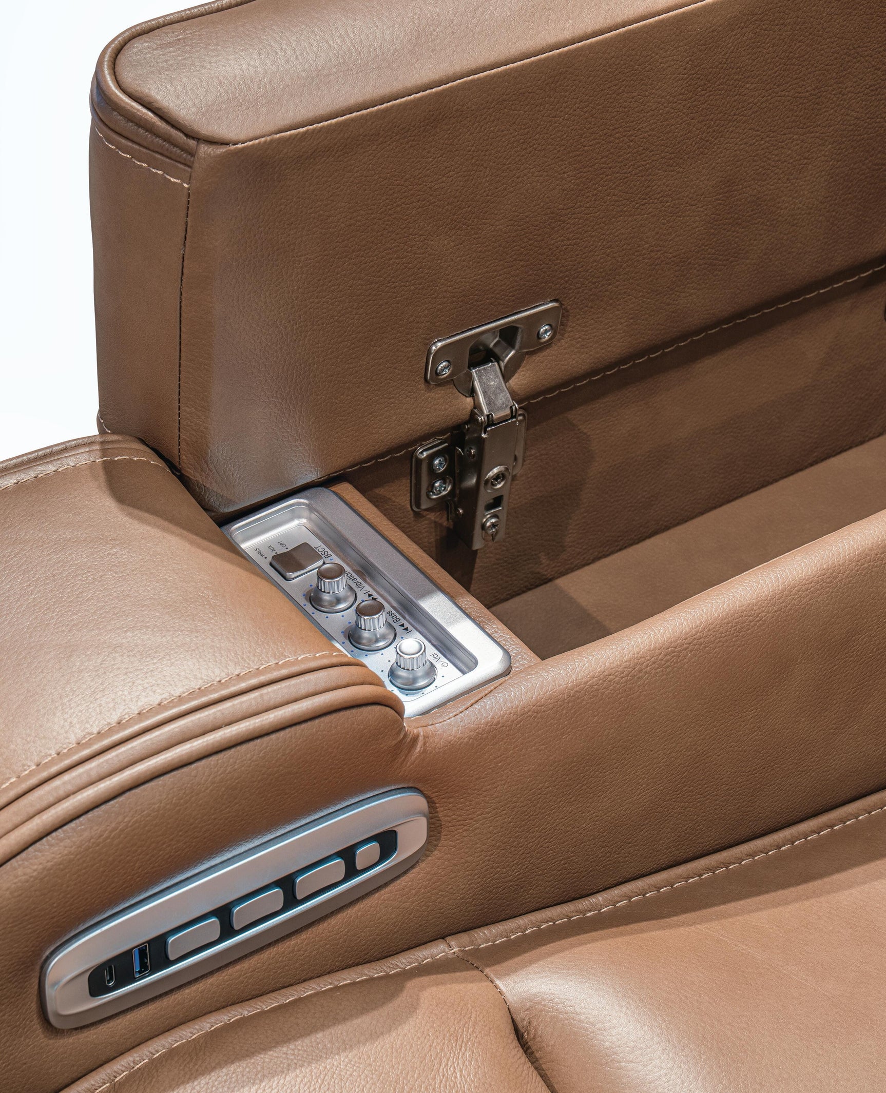 Dreamer Caramel Power Recliner with Audio Seating