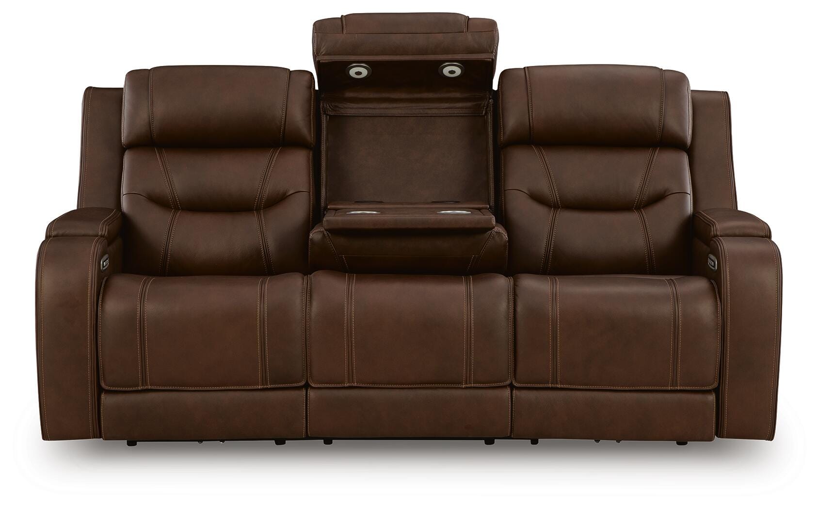 Dreamer Brown Power Reclining Sofa with Audio Seating