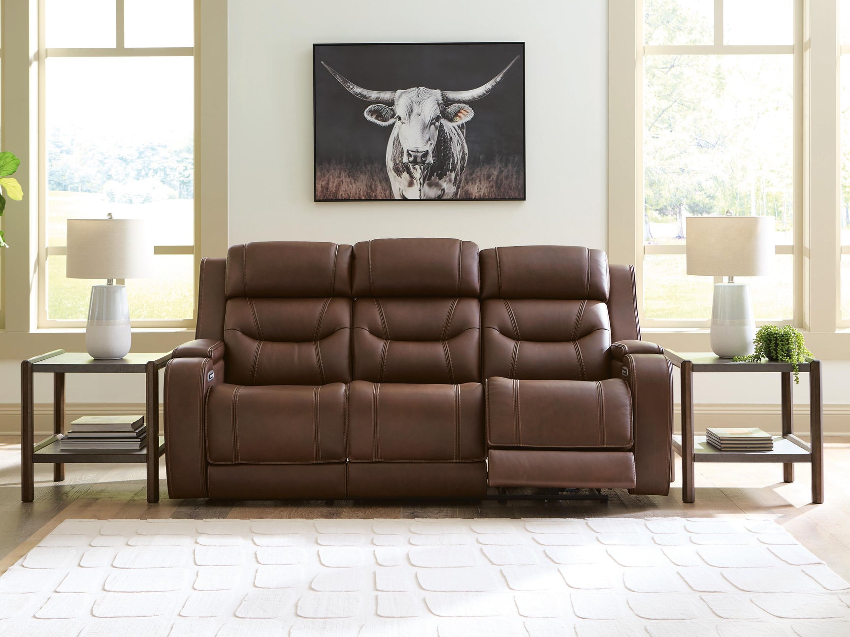 Dreamer Brown Power Reclining Sofa with Audio Seating (Online Special Price)