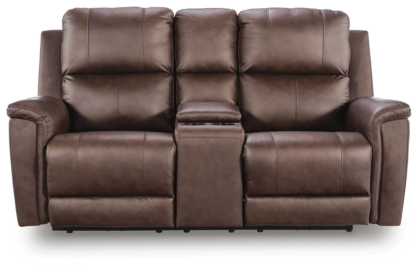 Beryton Espresso Power Reclining Loveseat with Console