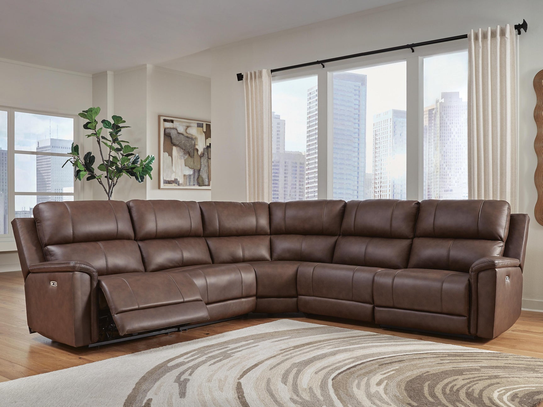Beryton Espresso 5-Piece Power Reclining Sectional