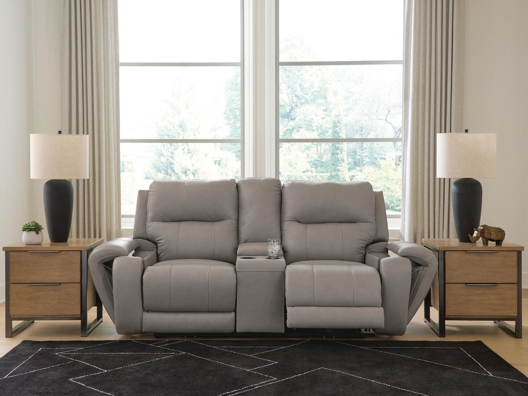 Real Moments Ash Power Reclining Loveseat with Audio Seating