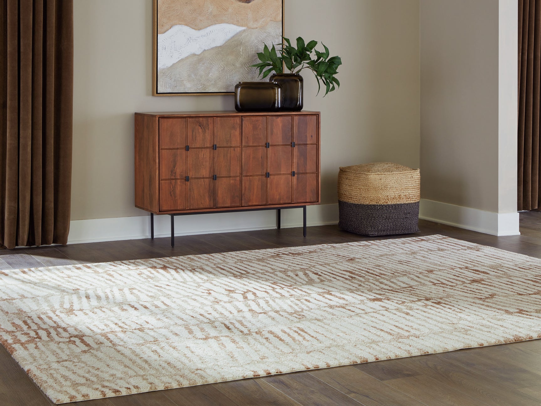 Uduak Cream/Tan/Rust Large Rug - Ornate Home