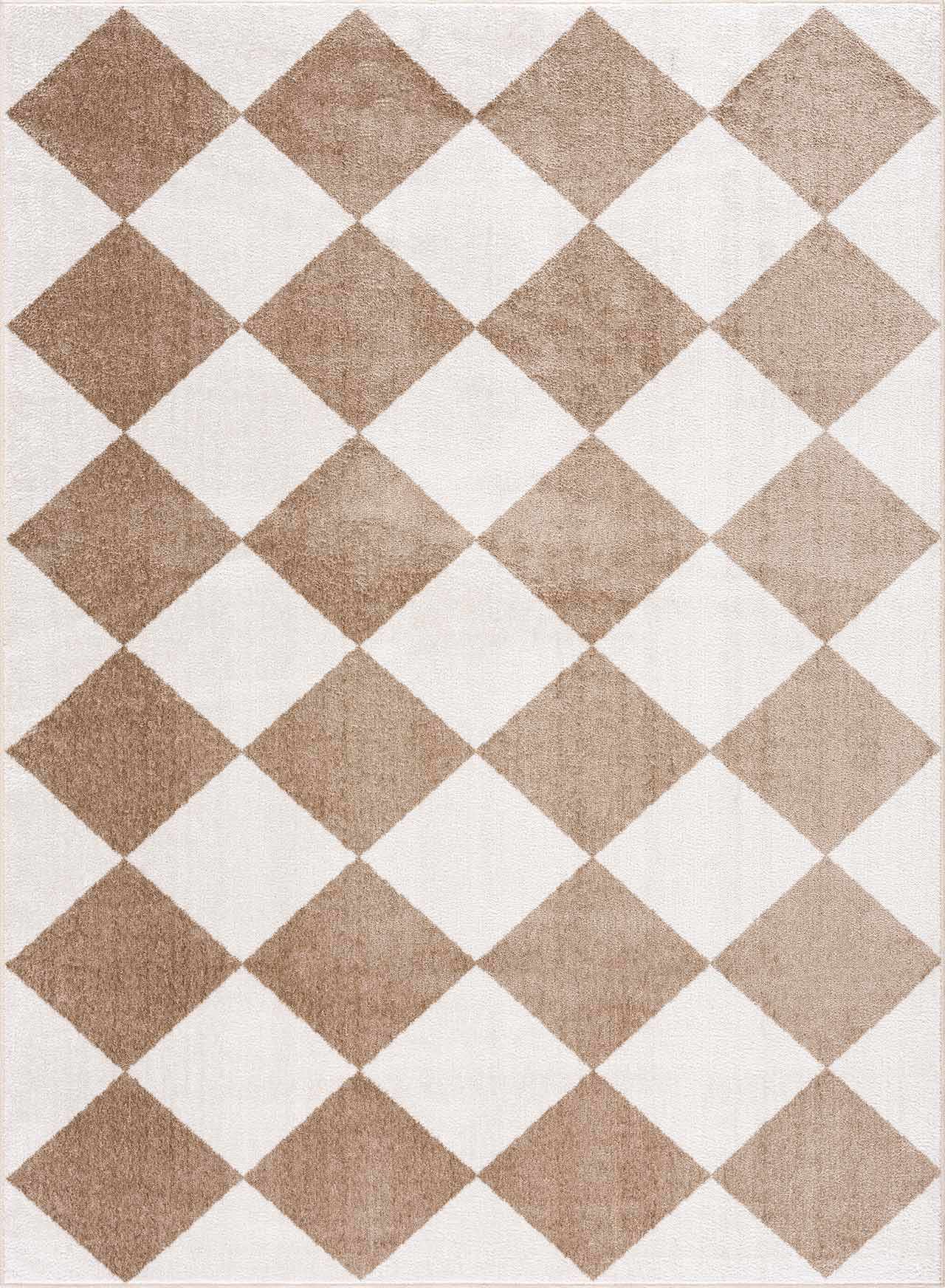 Ulric Brown Diamond Washable Area Rug - Ornate Home
