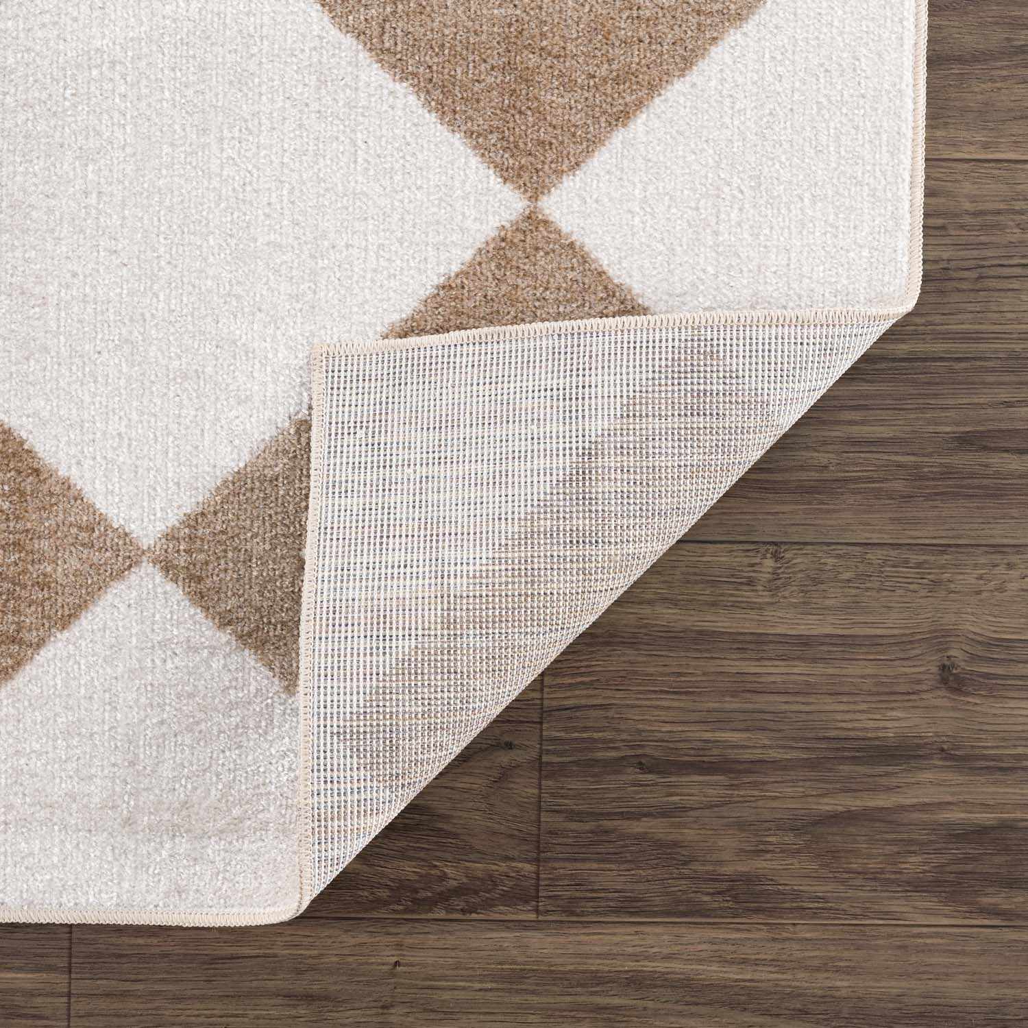 Ulric Brown Diamond Washable Area Rug - Ornate Home