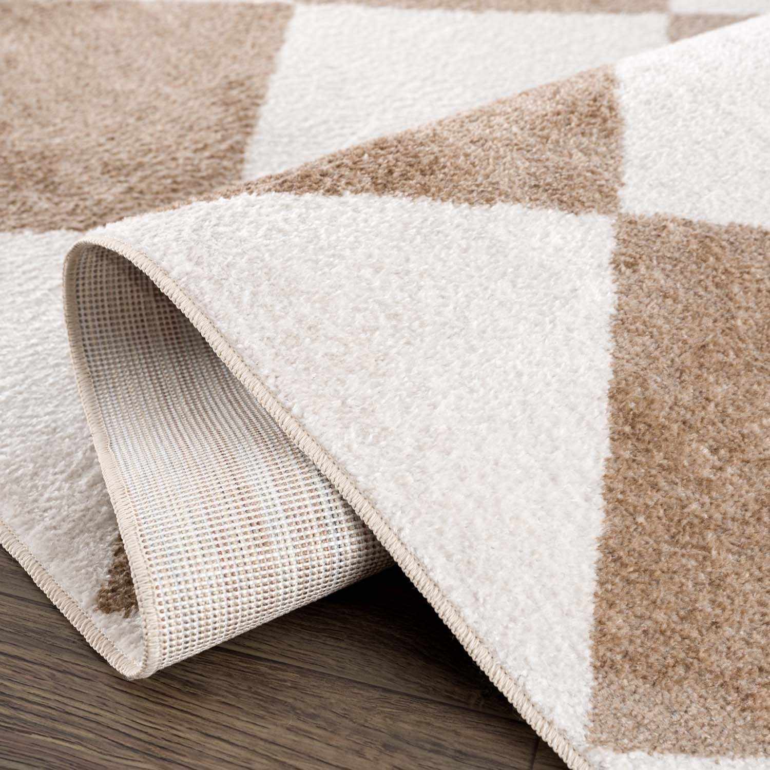 Ulric Brown Diamond Washable Area Rug - Ornate Home
