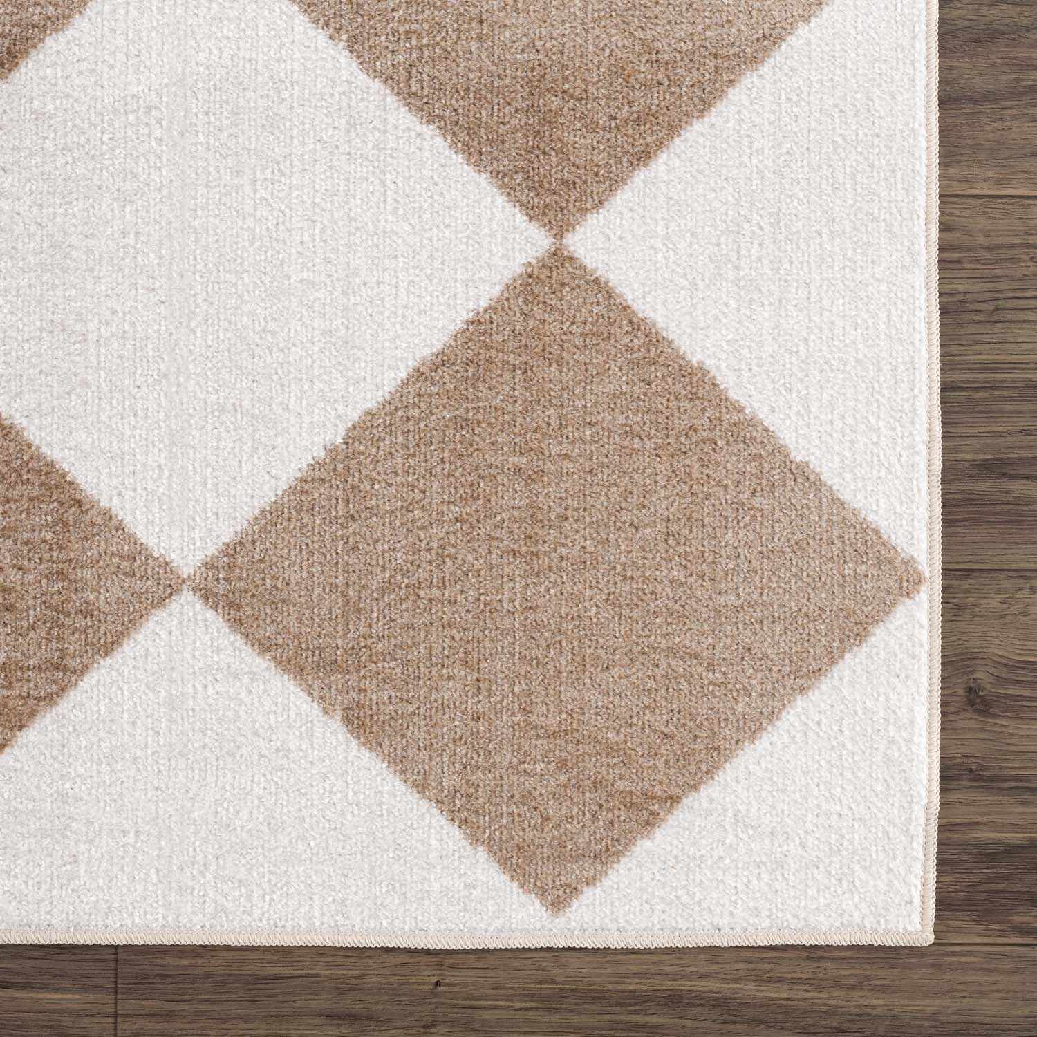Ulric Brown Diamond Washable Area Rug - Ornate Home