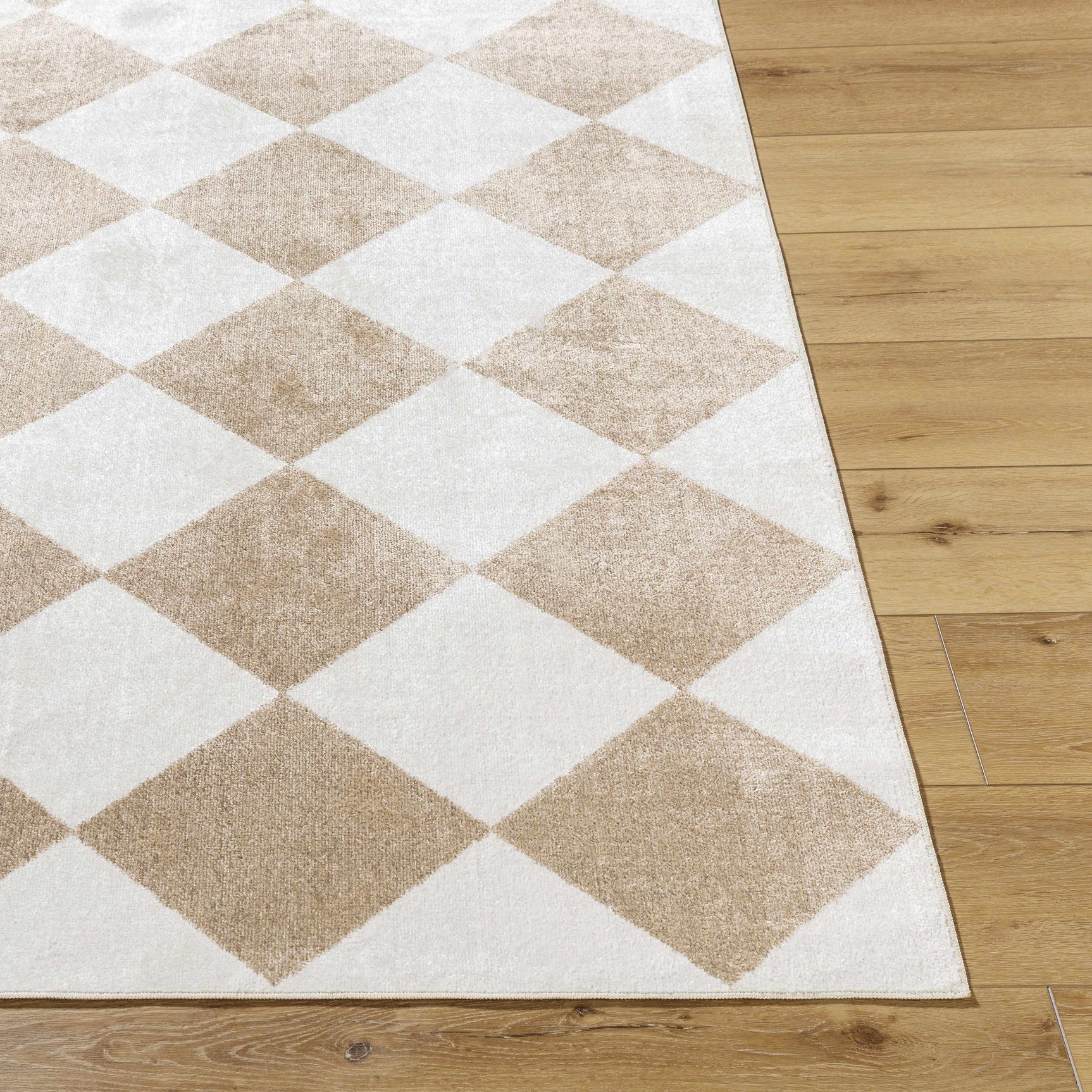 Ulric Brown Diamond Washable Area Rug - Ornate Home