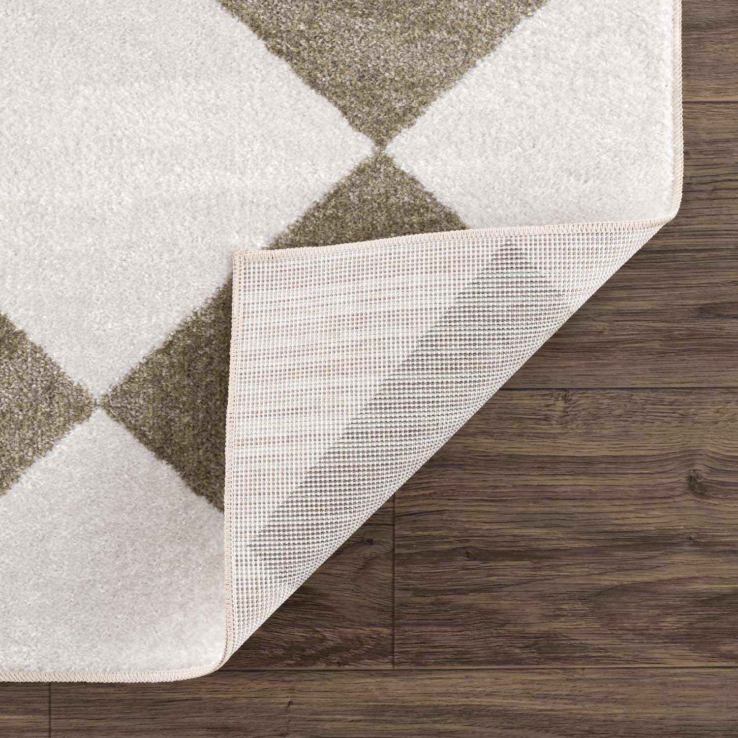 Ulric Green Diamond Washable Area Rug - Ornate Home
