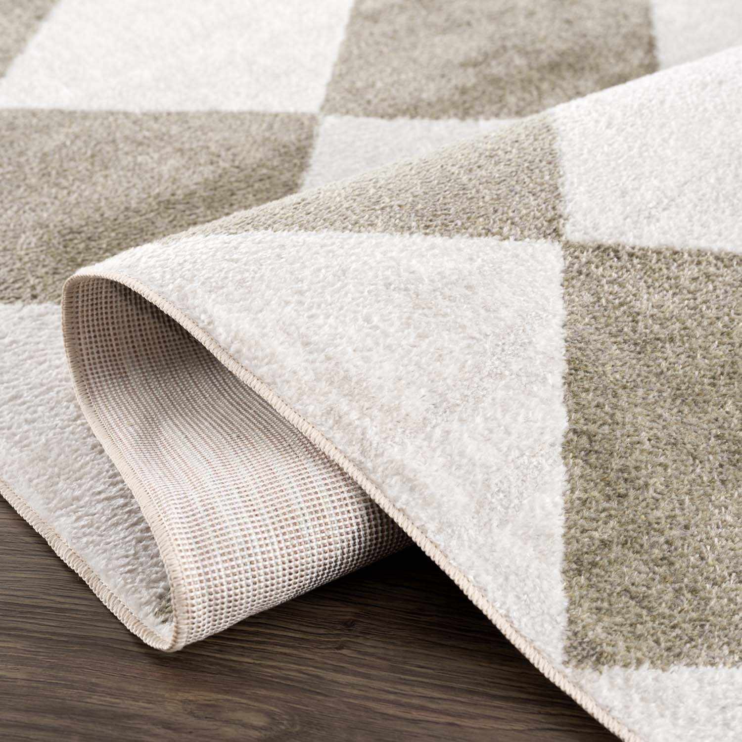Ulric Green Diamond Washable Area Rug - Ornate Home