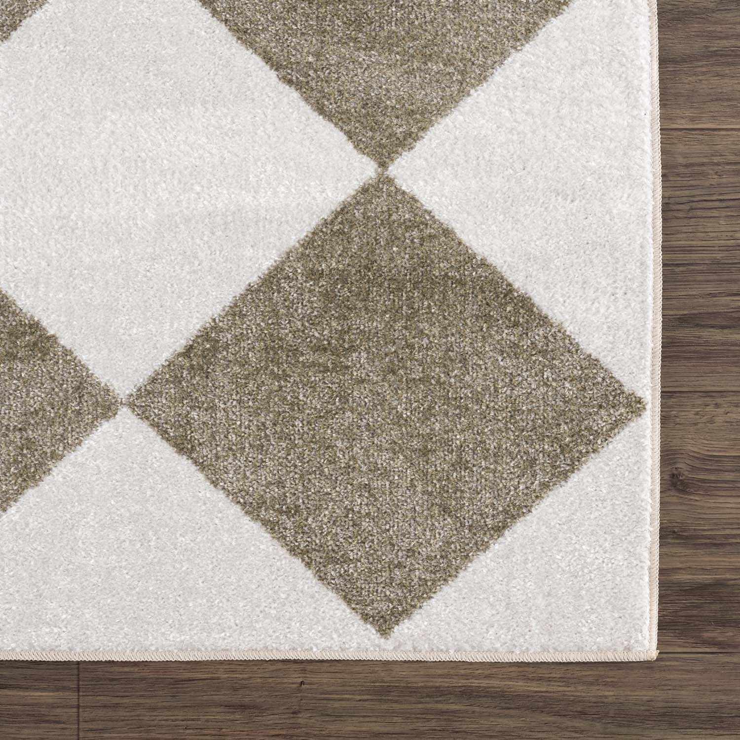 Ulric Green Diamond Washable Area Rug - Ornate Home
