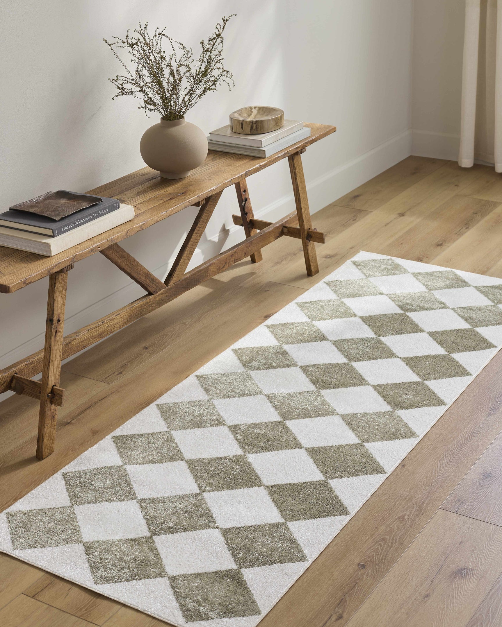 Ulric Green Diamond Washable Area Rug - Ornate Home