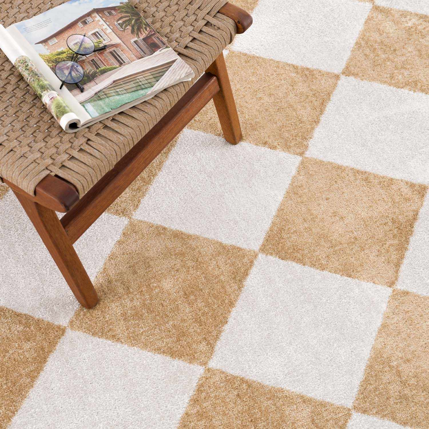 Ulric Light Brown Diamond Washable Area Rug - Ornate Home