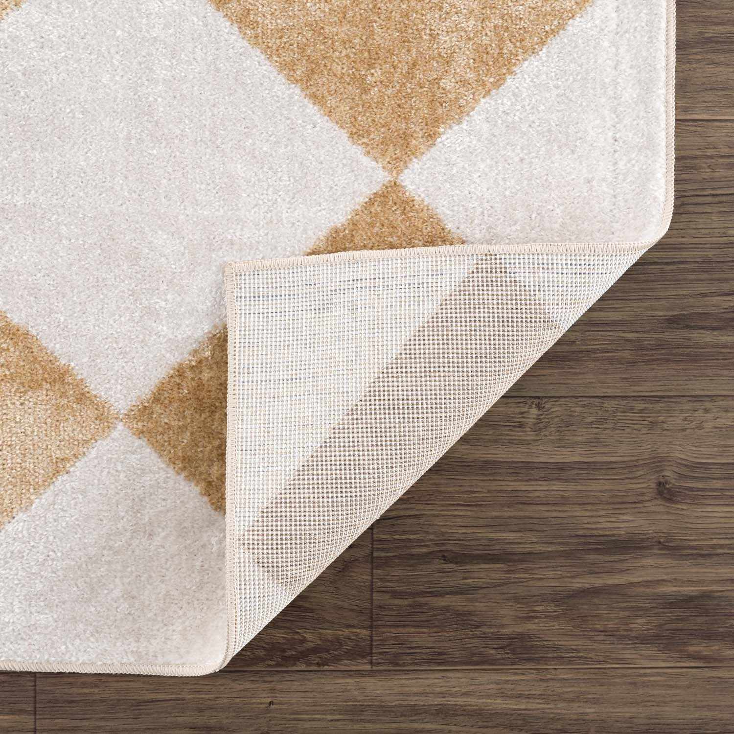 Ulric Light Brown Diamond Washable Area Rug - Ornate Home