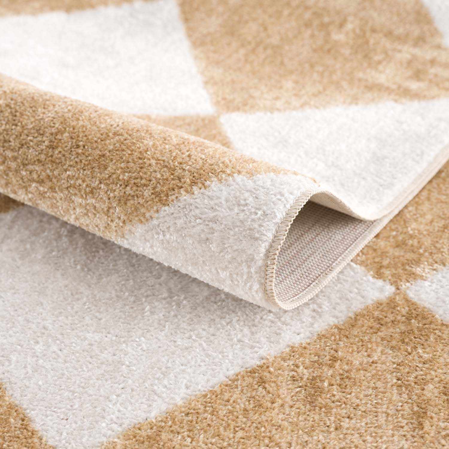 Ulric Light Brown Diamond Washable Area Rug - Ornate Home